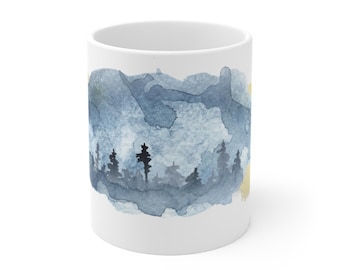 Water Color Winter Forest Mug 11oz | Holiday Season Mug