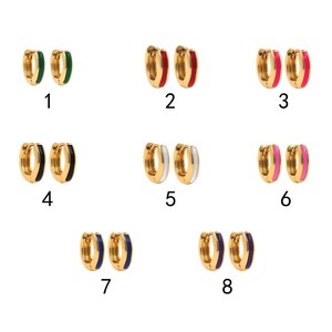 1pair 18K Gold Filled Round Hoops Earring, Enamel Hoop Earrings,Dainty Earrings,Everyday Earring, Perfect Gift for Her
