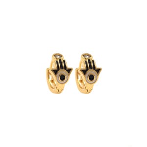 1pair 18K Gold Filled Hamsa Hoops Earring,Enamel Earrings Hoop Earrings,Dainty Earrings,Everyday Earring, Perfect Gift for Her