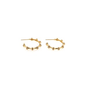 1pair 18K Gold Filled Bamboo Hoop Stud Earring,CZ Earrings ,Dainty Earrings,Everyday Earring, Perfect Gift for Her