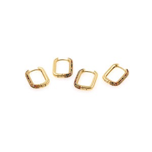 1pair 18K Gold Filled CZ Rectangle Hoop Earring,Hoop Earrings,Dainty Earrings,Everyday Earring, Perfect Gift for Her