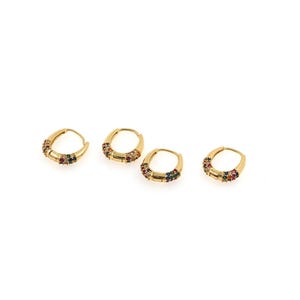 1pair 18K Gold Filled CZ Minimalist Thick Hoop Earring,Hoop Earrings,Dainty Earrings,Everyday Earring, Perfect Gift for Her