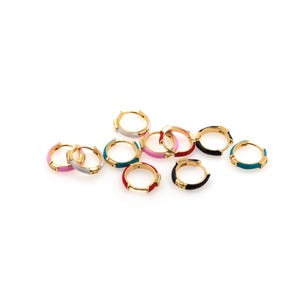 1 paire de créoles rondes en or 18 carats, créoles en émail, cadeau parfait délicat pour elle