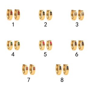 1pair 18K Gold Filled Cross Earring,Enamel Earrings Hoop Earrings,Dainty Earrings,Everyday Earring, Perfect Gift for Her