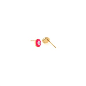 1pair 18K Gold Filled Evil Eye Stud Earring,Enamel Earrings ,Gold Round Earrings,Everyday Earring, Perfect Gift for Her