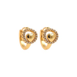 1pair 18K Gold Filled Heart Earring, CZ Earrings Hoop Earrings,Dainty Earrings,Everyday Earring, Perfect Gift for Her
