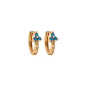 1pair 18K Gold Filled Round Flower Hoops Earring, CZ Earrings Hoop Earrings,Dainty Earrings,Everyday Earring, Perfect Gift for Her