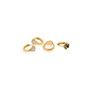 1 paio di orecchini a forma di zampa riempiti in oro 18 carati, orecchini a cerchio smaltati, orecchini delicati, orecchini per tutti i giorni, regalo perfetto per lei