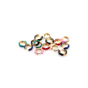 1 paire de créoles rondes remplies d'or 18 carats, boucles d'oreilles en émail, cadeau parfait délicat pour elle