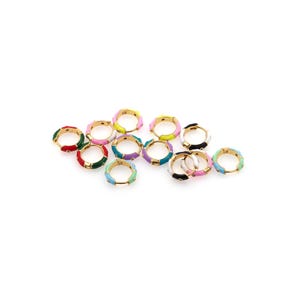 1 paire de créoles rondes en or 18 carats, créoles en émail, cadeau parfait délicat pour elle