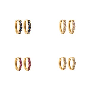 1 paio di orecchini rotondi con zirconi riempiti in oro 18 carati, orecchini a cerchio in oro, orecchini delicati, orecchini per tutti i giorni, regalo perfetto per lei