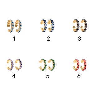 1 paio di orecchini a clip con occhio malvagio riempiti in oro 18 carati, orecchini a cartilagine smaltati, orecchini a cerchio, orecchini delicati, orecchini per tutti i giorni, regalo perfetto per lei