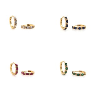 1pair 18K Gold Filled CZ Round Hoop Earring,CZ Huggie Earrings ,Dainty Earrings,Everyday Earring, Perfect Gift for Her