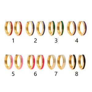 1pair 18K Gold Filled Enamel Round Earring, CZ Earrings Hoop Earrings,Dainty Earrings,Everyday Earring, Perfect Gift for Her