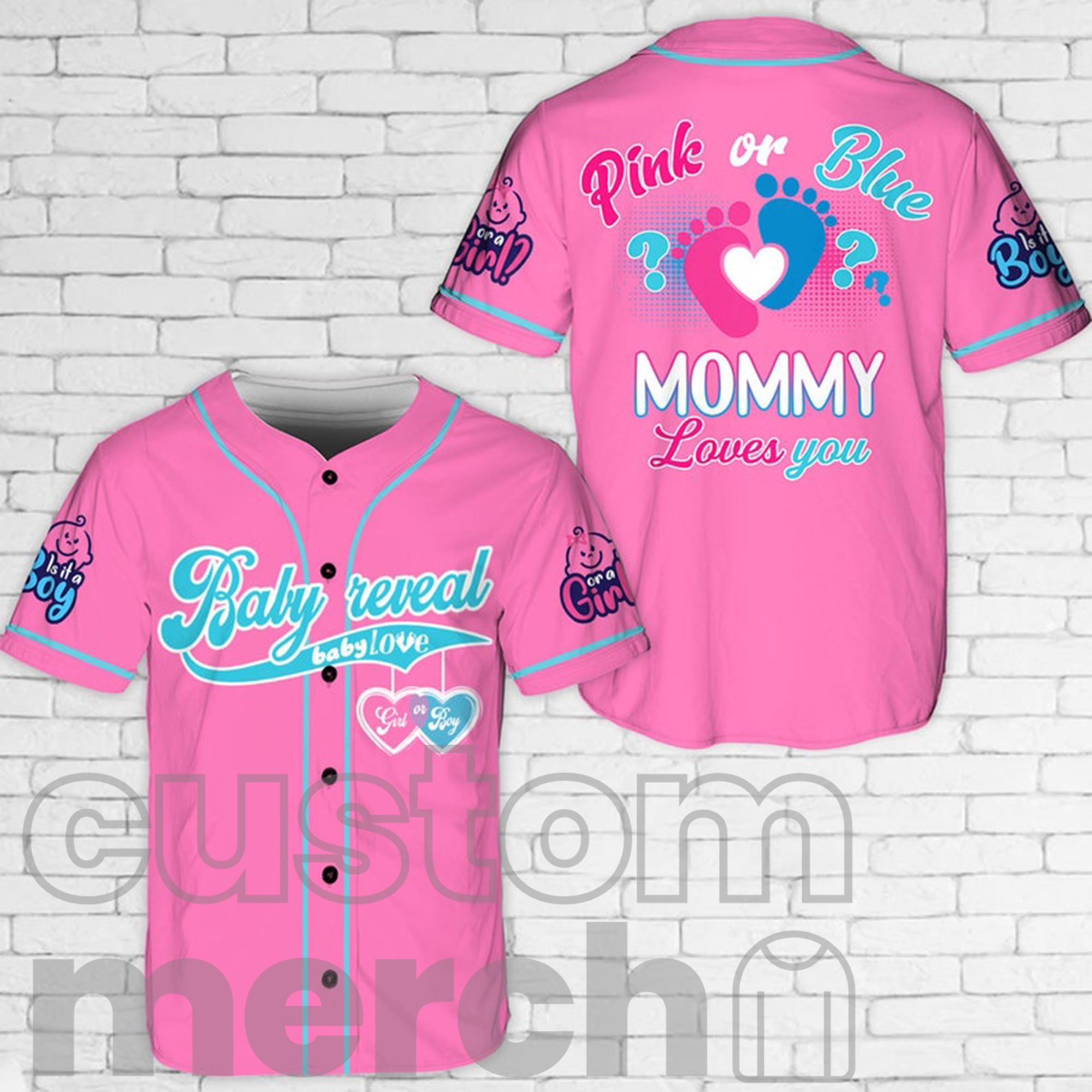Discover Personalized Baby Reveal Baseball Jersey, Blue or Pink Baseball Jersey