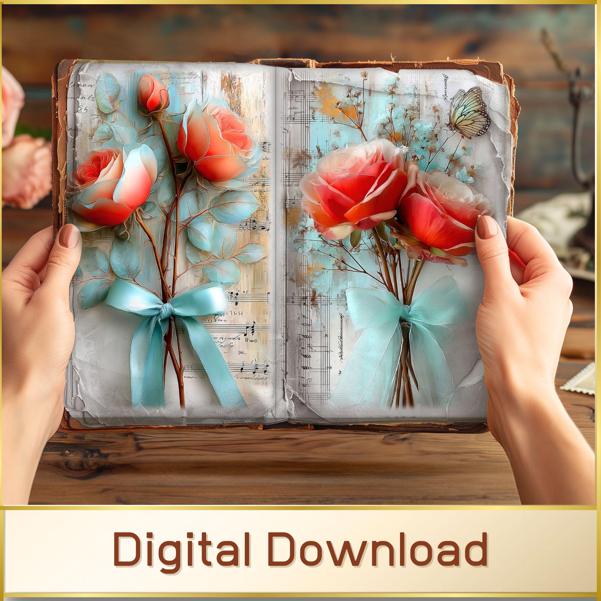 Shabby Chic Junk Journal Printable Kit, French Romantic Vintage Floral ...