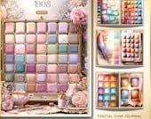 Vintage Paint Swatches Junk Journal Kit, Printable Pastel Color Palette Chip Set, Romantic Ephemera