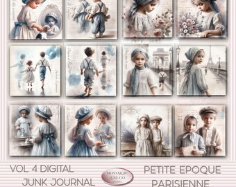 Shabby Chic French Journaling Cards: Paris Junk Journal Kit, Digital Romantic Pages, Vintage Ephemera