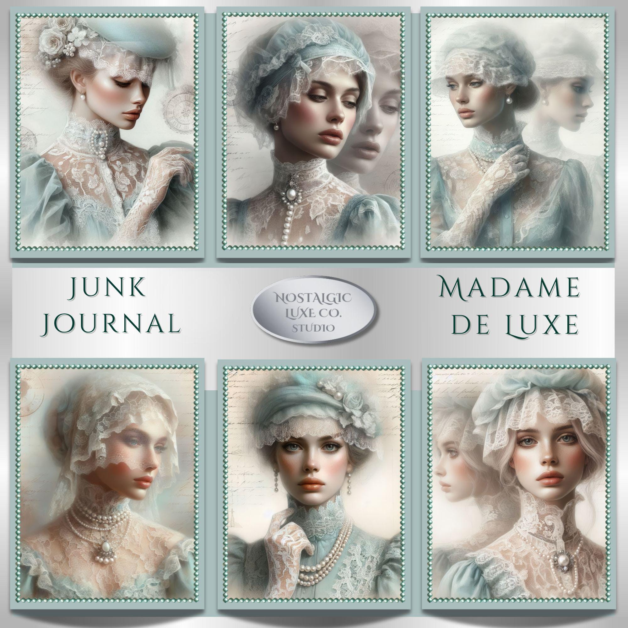 Victorian Lady Art Junk Journal Kit, Printable Romantic Lace Ephemera ...