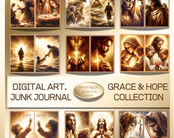 Christian Junk Journal Kit, Faith Scripture Ephemera, Religious Catholic Scrapbooking Pages, Devotional Cards