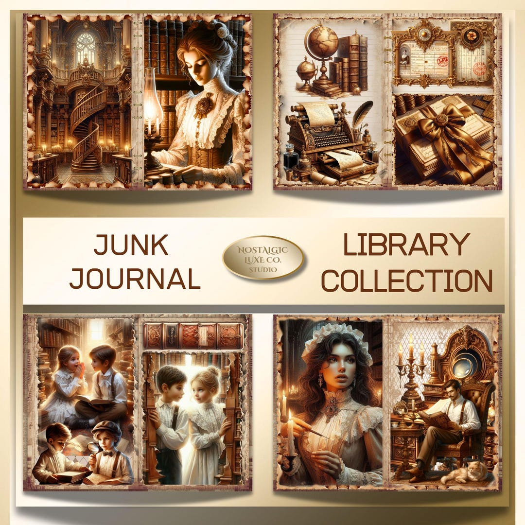 Victorian Library Junk Journal Kit, Gothic Vintage Ephemera, Printable ...