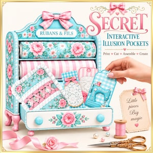 Junk Journal Pockets Kit, interaktiva Shabby Chic-ephemera, utskrivbara dolda bilagor, digital nedladdning