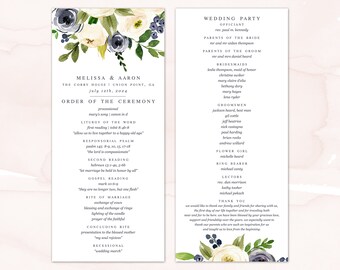 wedding program wedding party order of service church etsy