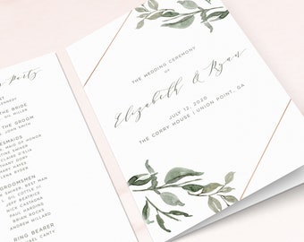 wedding program order of service wedding party church etsy