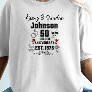 Personalized 50th Anniversary T-Shirt, Golden Anniversary Gift for Mom & Dad, Matching Couple Anniversary T-Shirts, Grandparent Keepsake Tee