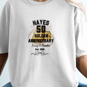 Golden Anniversary T-Shirts, Custom 50th Anniversary Tees, Established 1958, Personalized Anniversary Gift, Family Name T-Shirts