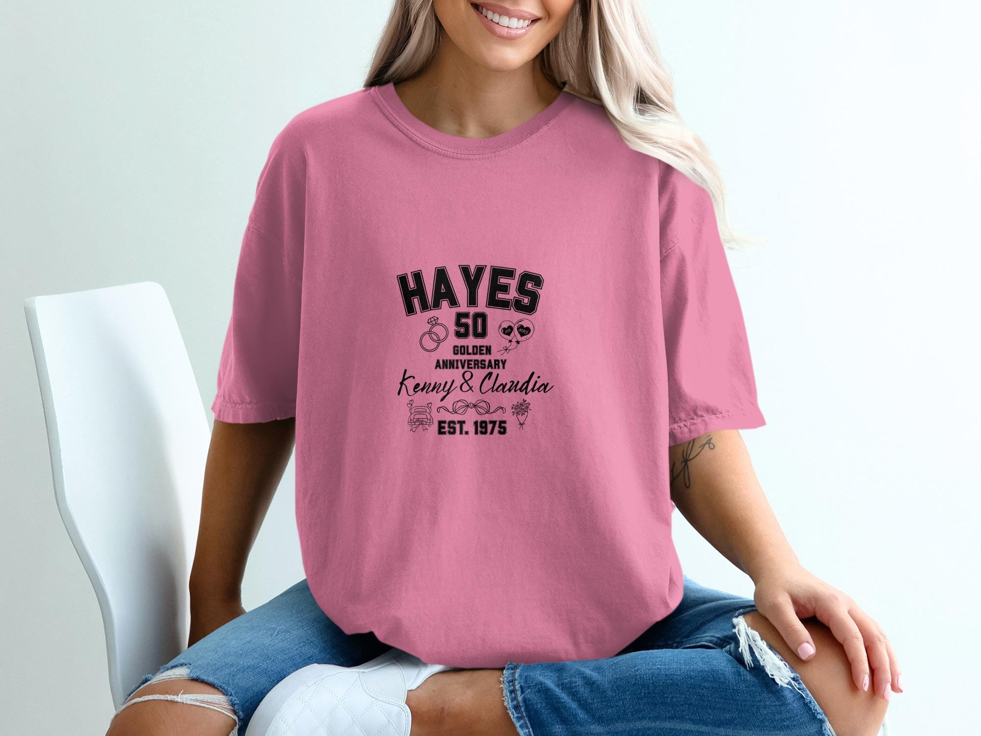 金婚式記念Tシャツ、50周年記念Tシャツ、ご夫婦へのギフト、創業年記念 