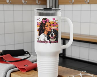 Personalisierter Hundemutter Becher, Berner Sennenhund Liebhaber Geschenk, benutzerdefinierter Hundename Insulierter 40 Unzen Becher, Frauen- und Hundebecher, Hundebesitzer Geschenk