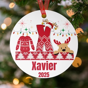 Personalized Initial X Ornament, Custom Christmas Ornament, Xmas Ornament, Family Ornament, Name Ornament, Year Ornament, Gift for Christmas