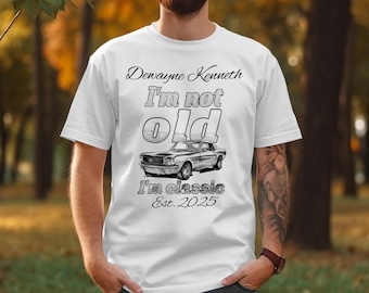 Personalized Classic Car T Shirt, Funny Birthday Shirt, Custom Name Gift Tee, Mustang Car Shirt, Old Car Lover Gift, Car Guy Tee, Classic T