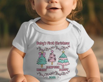 Personalized Baby First Christmas Bodysuit Custom Name Christmas Bodysuit First Christmas Outfit Family Christmas Holiday Bodysuit Baby Gift