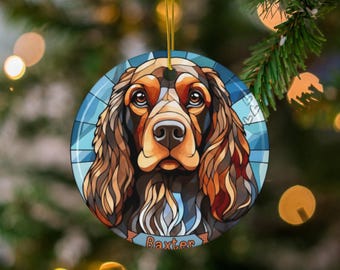 Personlig Cocker Spaniel-prydnad, husdjursprydnad i målat glas, anpassad hundprydnad, unik minnesprydnad för husdjur