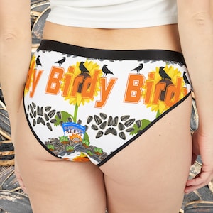 Cute Women&#39;s Underwear, Sunflower Seed Lover, Gift for Her, Playful baseball Briefs, Floral Print Lingerie, Funny Panties for Garden Lovers,