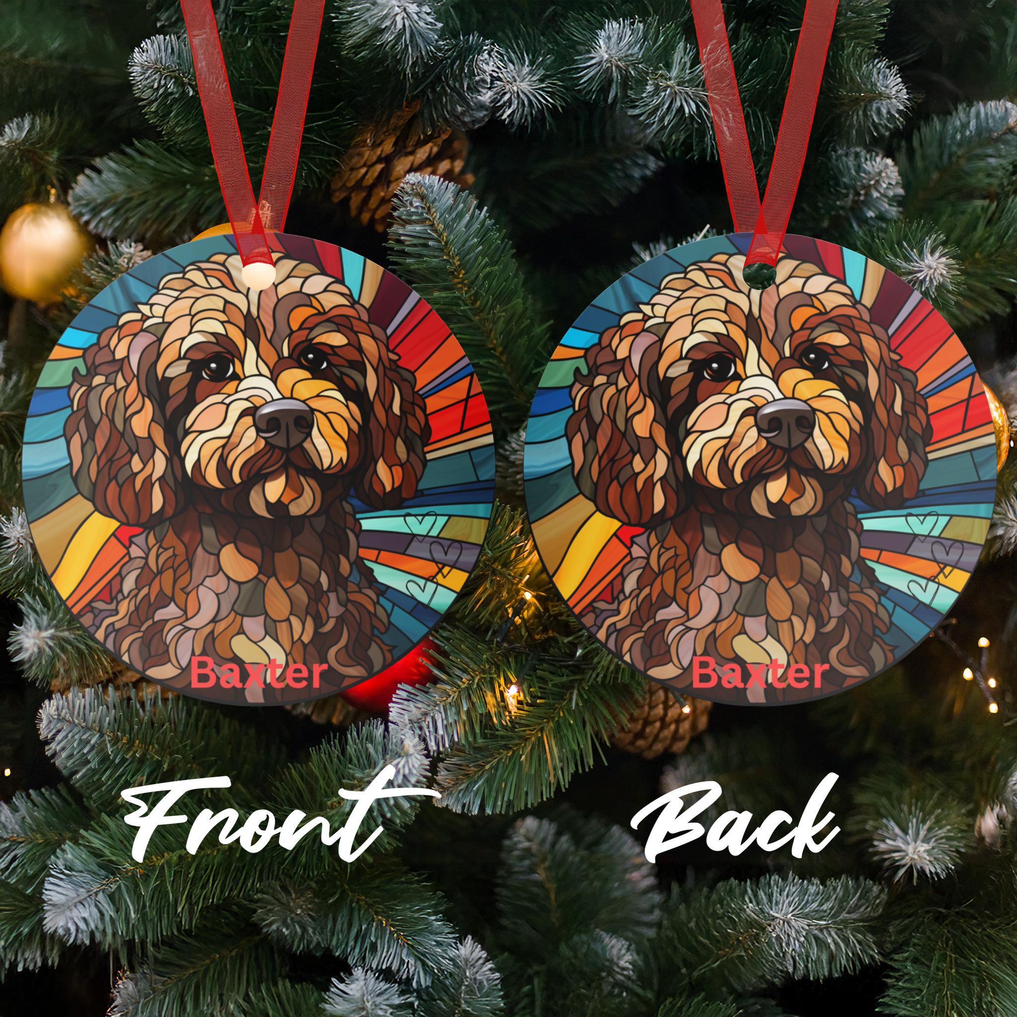 Stained Glass Cockapoo Personalized Cockapoo Ornament, Stained Glass Effect Dog Ornament ...