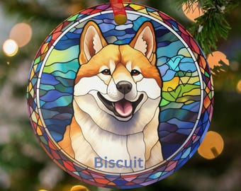 Personalized Shiba Inu Ornament, Stained Glass Effect Dog Gift, Custom Pet Ornament, Dog Memorial Ornament, Unique Dog Lover Ornament