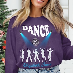Personalized Disco Party Sweatshirt, Custom Name Sweatshirt, Dancing Silhouette Sweatshirt Retro Party Gift for Her/Him Birthday Sweatshirt