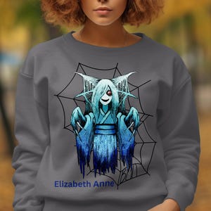 Personalized Yuki Onna Sweatshirt, Japanese Folklore, Spooky Season, Ghostly Sweatshirt, Anime Inspired, Yokai Art Sweatshirt Gift for Her