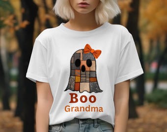 Boo gepersonaliseerd T-shirt, Halloween-shirt voor oma, griezelseizoen oma, custom Halloween-T-shirt, schattige Ghost oma shirts cadeau voor haar
