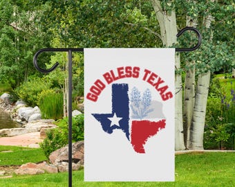Texas Garden Banner, Outdoor Decor, God Bless Texas Sign, Southern Home Decoration Welcome Yard Flag State of Texas Bluebonnet Gift for her
