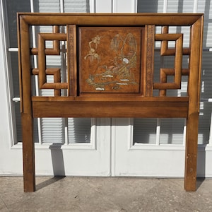 Asian Oriental Chinoiseries Twin size Headboard hand painted.