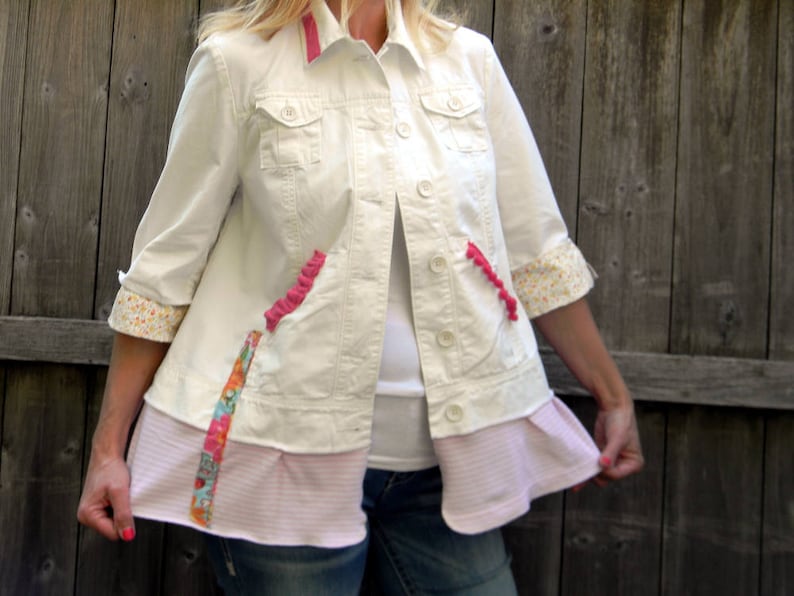 Upcycled Clothing Upcycled Women Jacket Women Blazer Eco Jacket Upcycled Jacket Shabby Chic Boho Blazer Women Top MEDIUM image 2