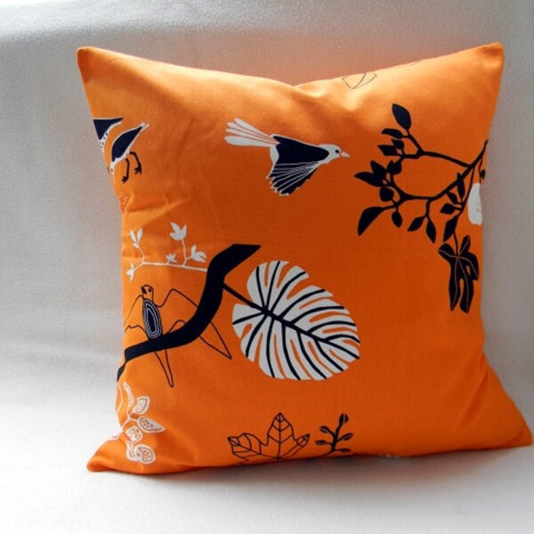 Wild Birds Orange/Black And White  Removable Pillow Cover,Cushion Cover,Sofa Pillow Pair 16X16