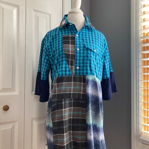 Upcycled Women Tunic Dress Plus Size Clothing L/XL Tunic Shabby Cottage Chic Lagenlook Tunic Artsy Upcycled Women Dress