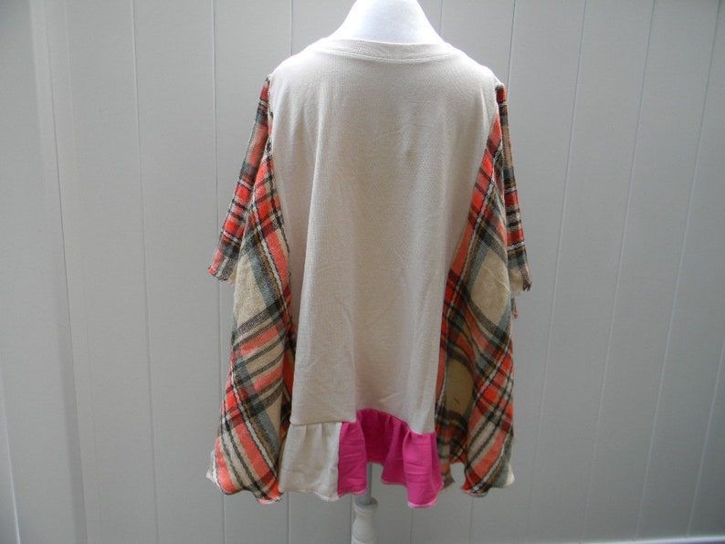Upcycled Women Poncho Bohemian Boho Tunic Cover Up Shrug Recycled Sweater One Size Upcycled Women Clothing image 3