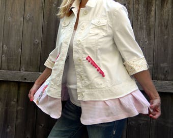 Upcycled Clothing Upcycled Women Jacket Women Blazer Eco Jacket Upcycled Jacket Shabby Chic Boho Blazer Women Top MEDIUM