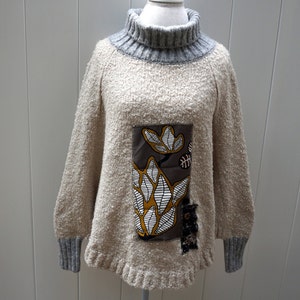 Upcycled Women Poncho Bohemian Poncho Boho Poncho Women Poncho Kaftan Shrug Recycled Sweater MEDIUM / LARGE Size Upcycled Women Clothing